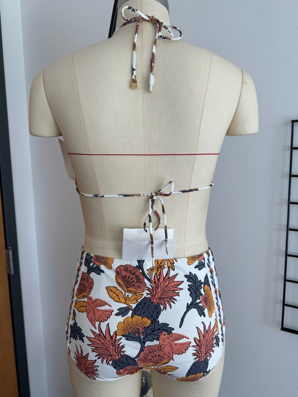 Tory Burch NWT Orange Wonderland Vine print High-Waist Bikini Set size L - Picture 3 of 11